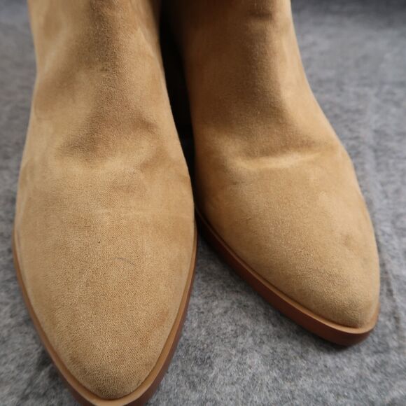 BP Shoes Womens 8 Bootie Fashion Block Heel Cut Out Zip Almond Toe Brown Brynne - Picture 16 of 16